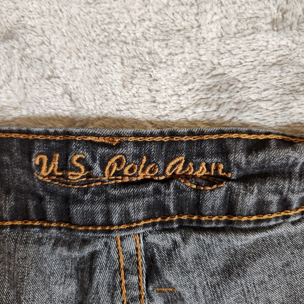 US Polo Assn Shorts Women's 19/20 43X21 Bermuda Dark Jean Blue Mom Whiskering - Picture 7 of 15